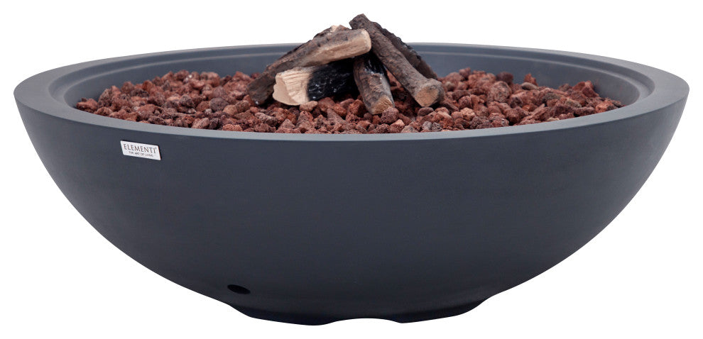 Rose Bowl Round Dark Grey Concrete 48" Propane Fire Bowl