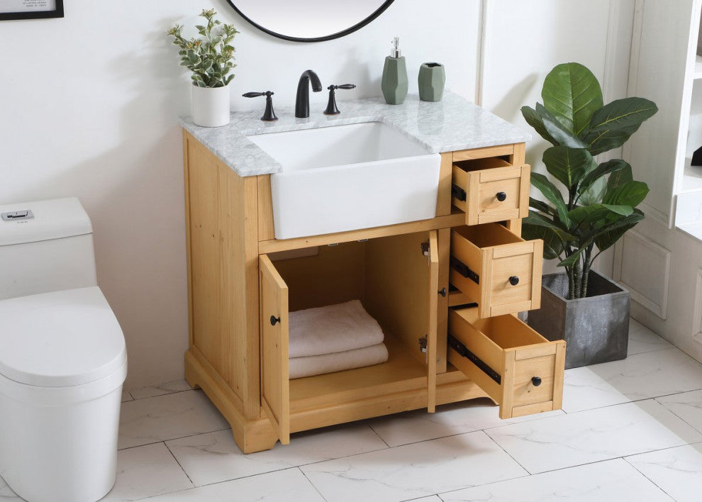 Home Living 22" Farmhouse Natural Wood-Light Bathroom Vanity