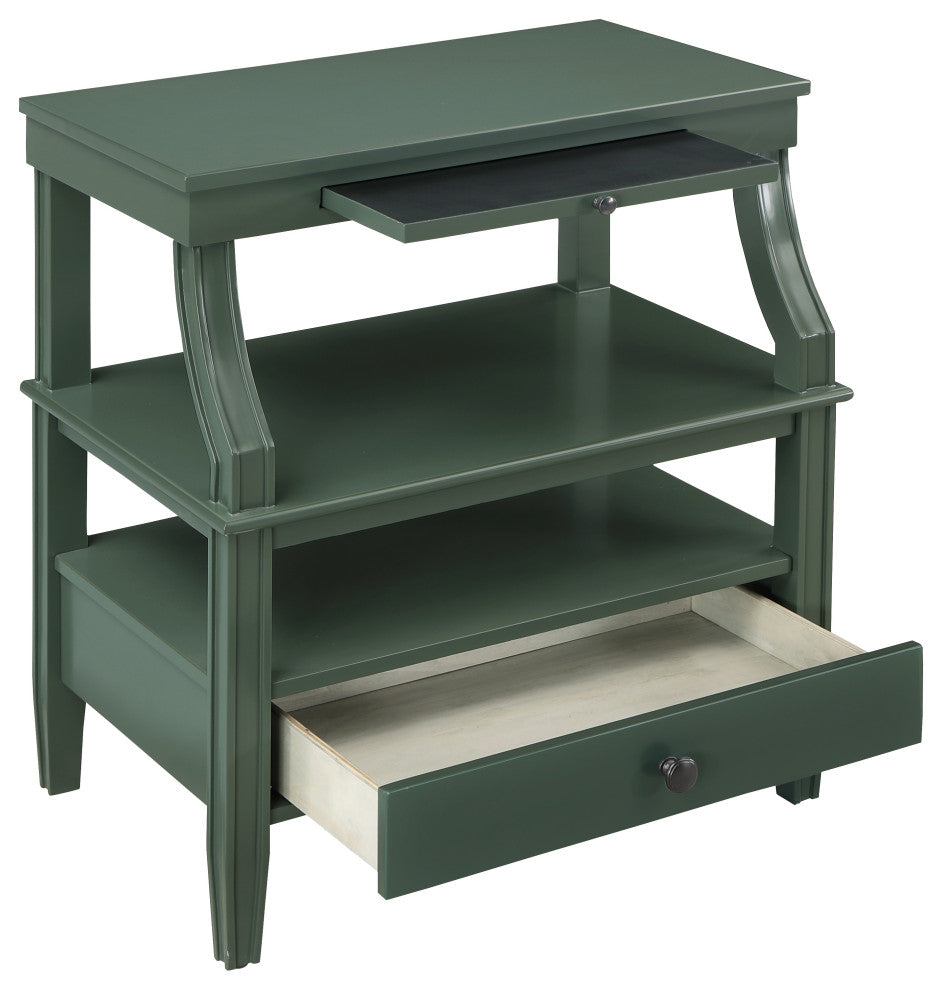 Newton Antique White Storage Nightstand, Vintage Green