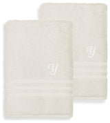 Denzi Bath Sheets With Monogrammed Letter, Set of 2, Y