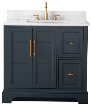 Vanity Art Bathroom Vanity With Sink & Top, Vintage Spruce Blue, 36", Engineered Marble