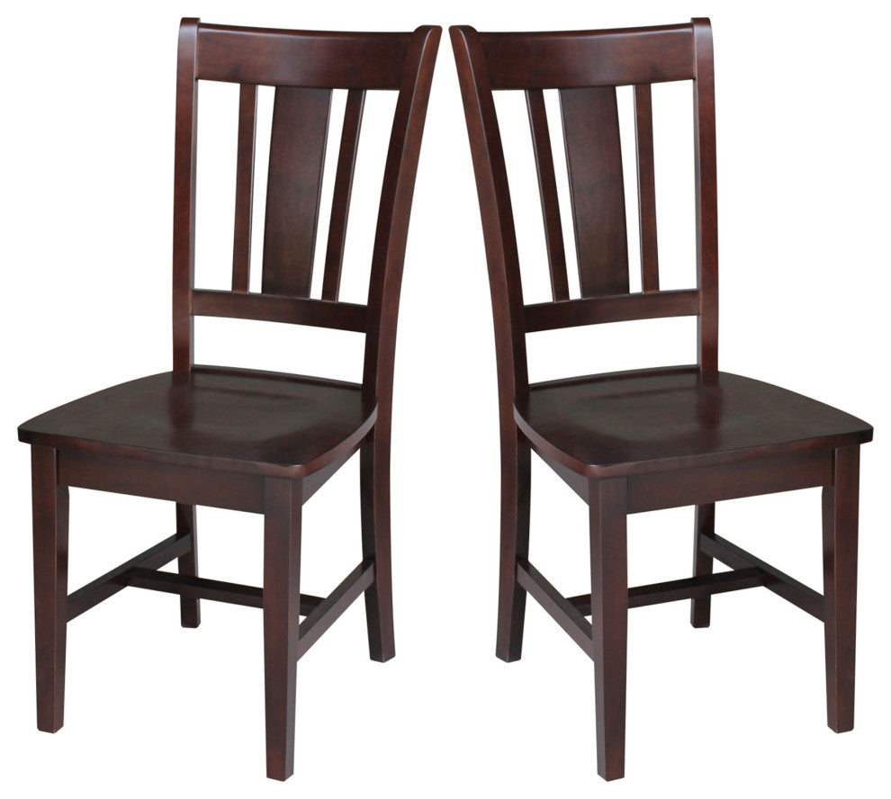 Set of Two San Remo Slat Back Chairs, Rich Mocha