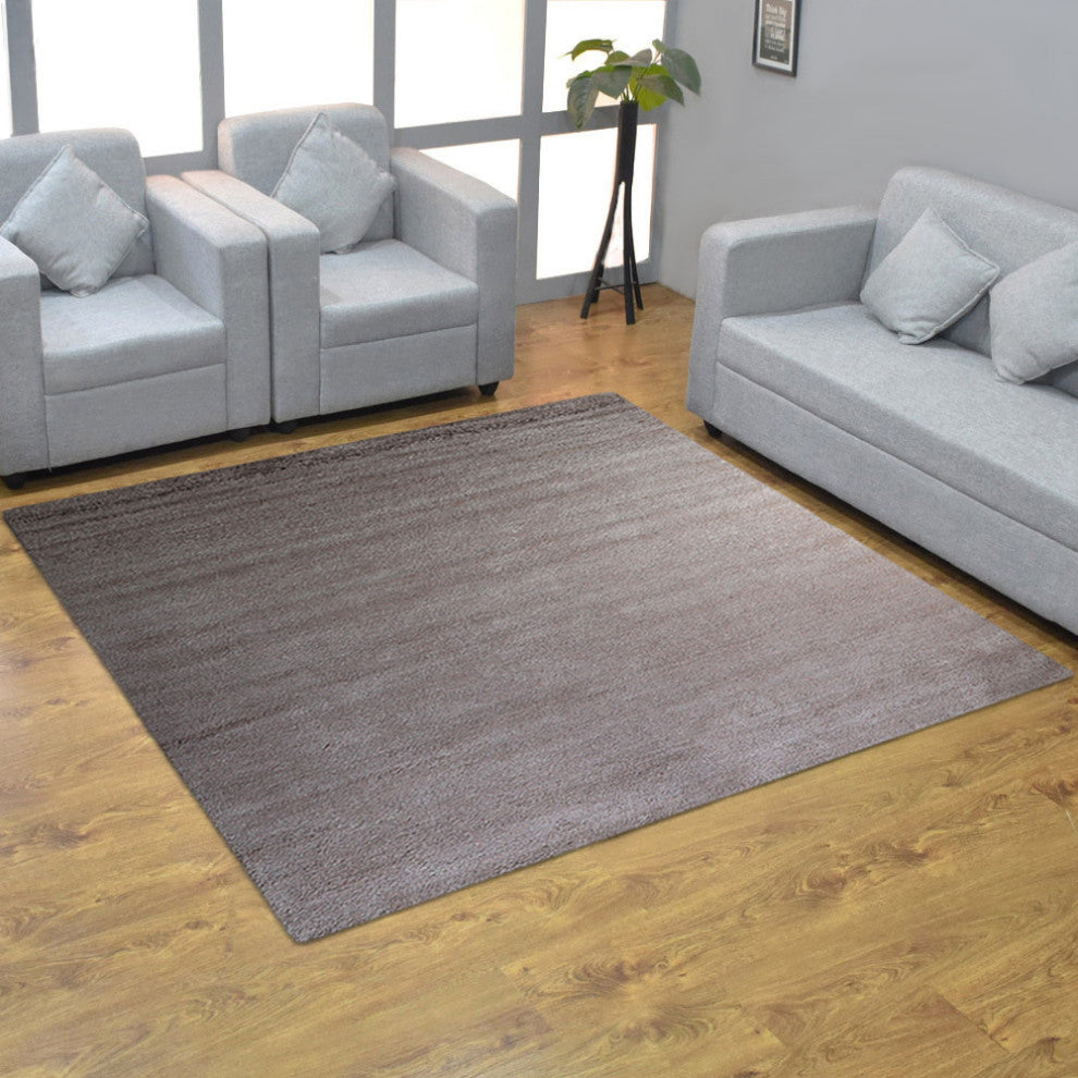 Hand Knotted Loom Silk Mix Area Rug Solid Beige