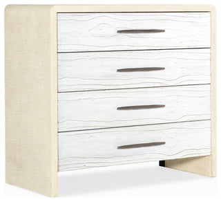 Close-up of the drawer front on a white background; cropped view focusing on hardware and grain.