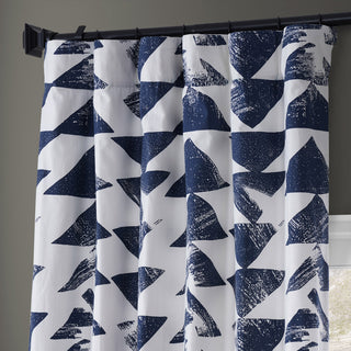 Traid Printed Cotton Twill Curtain, Indigo, 50"x108"