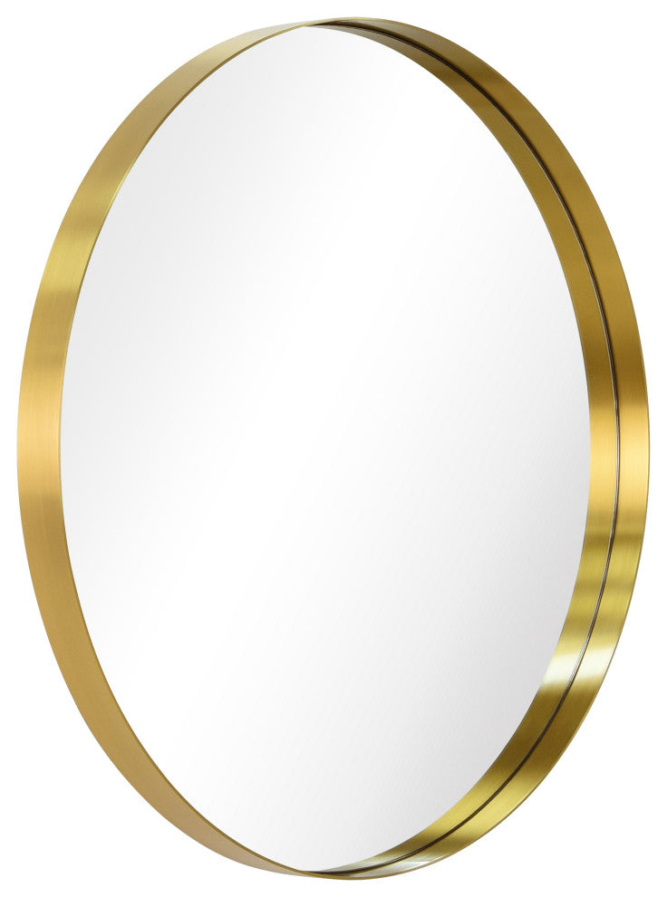 Ultra Stainless Steel Round Wall Mirror- 30"x30", Brushed Gold