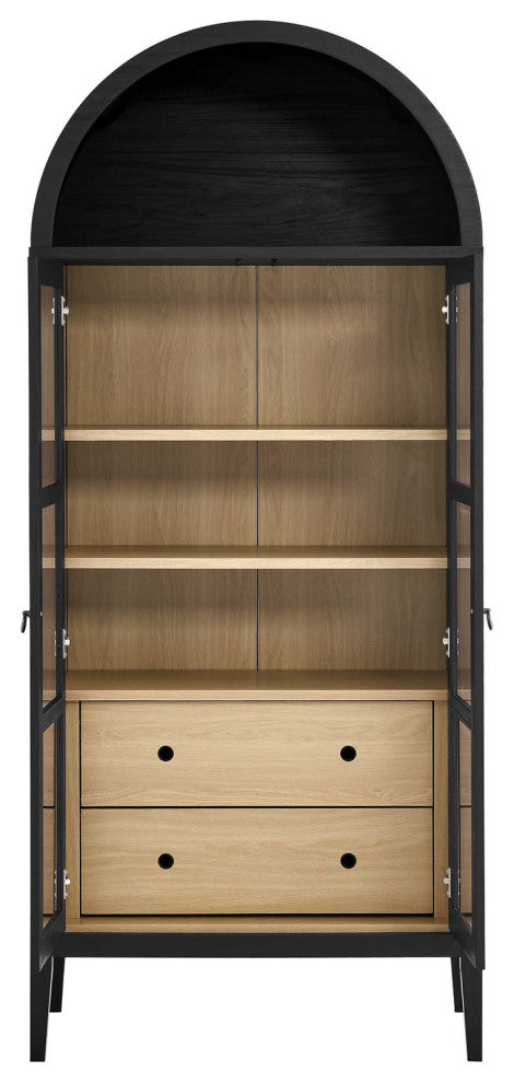Nolan Tall Storage Display Cabinet - Black Oak