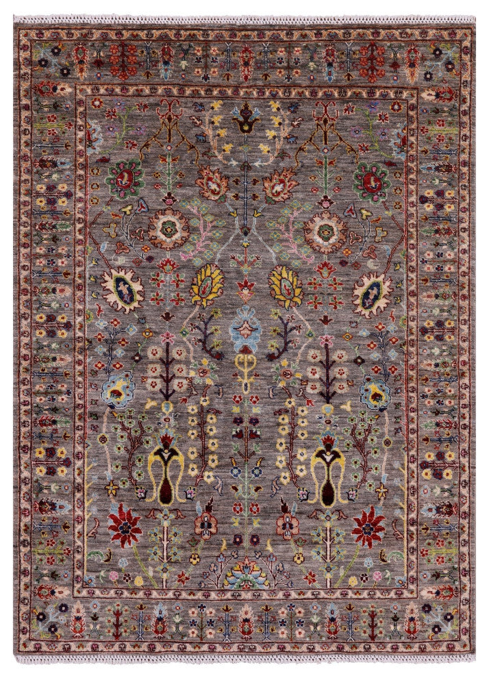 Persian Tabriz Hand-Knotted Wool Rug 4' 10" X 6' 7" Q5047