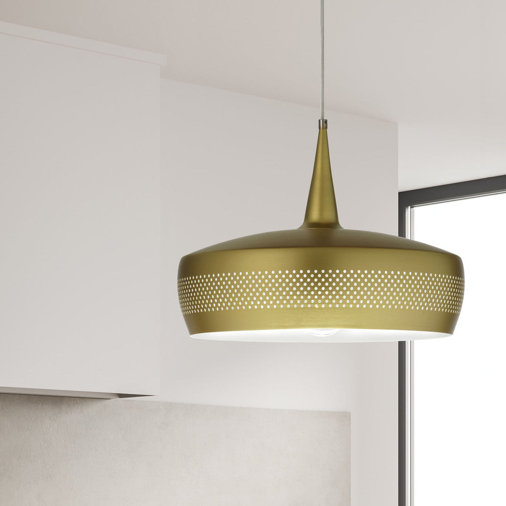 Pixie Transitional 1 Light Aged Brass Metal Pendant