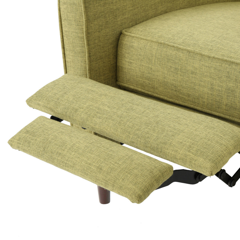 Mason Mid-Century Modern Button Tufted Fabric Recliner, Fabric/Muted Green, Set of 2