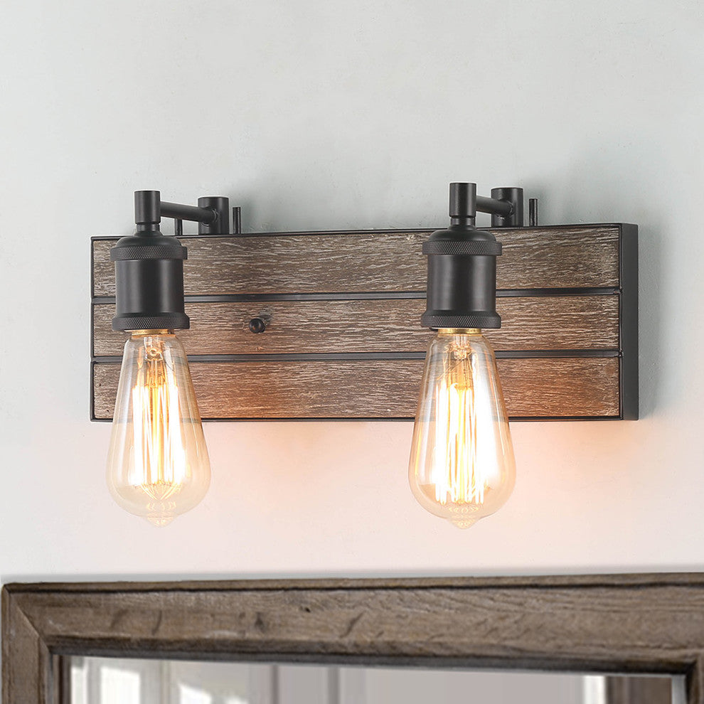 LNC 2-Light Wall Lamps Wood Indoor Wall Sconces Bathroom Vanity Lighting