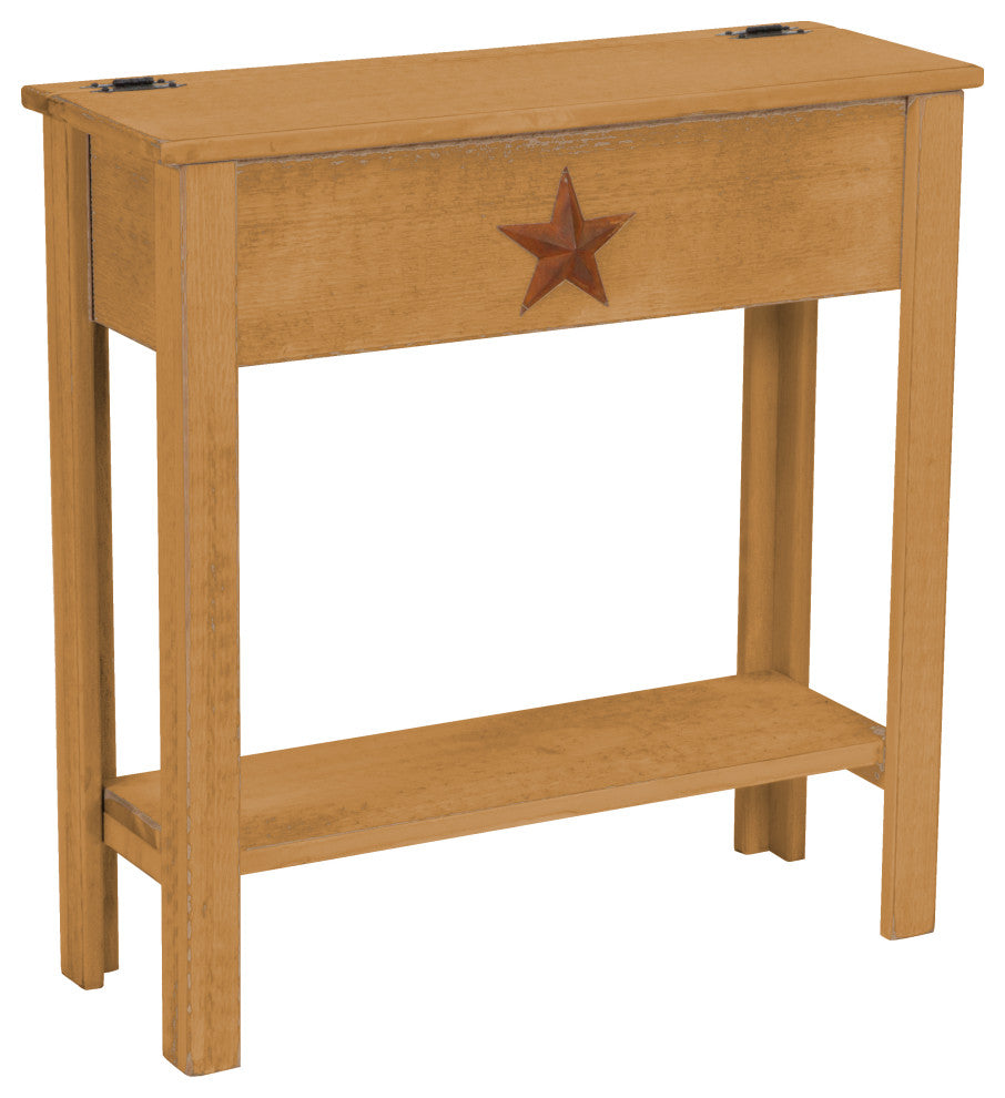 Farmhouse Style Treasure Box Side Table, Mustard Yellow
