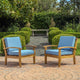 GDF Studio Preston Outdoor Wooden Club Chairs, Blue, Set of 2