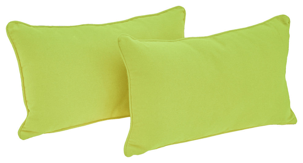 20"X12" Double-Corded Solid Twill Back Support Pillows, Set of 2, Mojito Lime