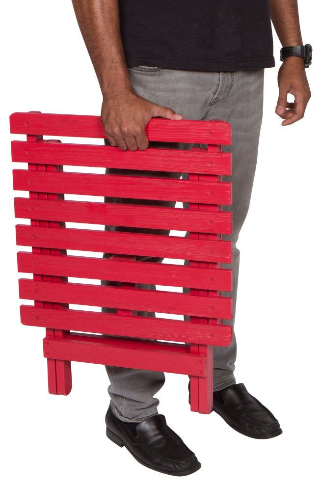 Shine Company Adirondack Folding Table With Hydro-Tex Finish, Chili Red
