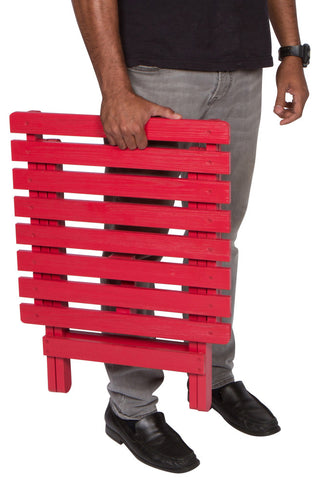 Shine Company Adirondack Folding Table With Hydro-Tex Finish, Chili Red