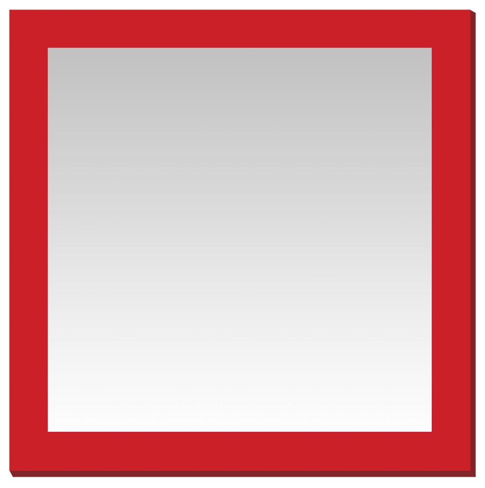 36"x36" Pop of Color Wall/Floor Mirror Art, Italian Red