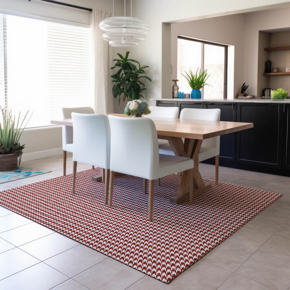 Indoor/Outdoor Hinton HN1 Red Machine Washable 10' x 14' Rug