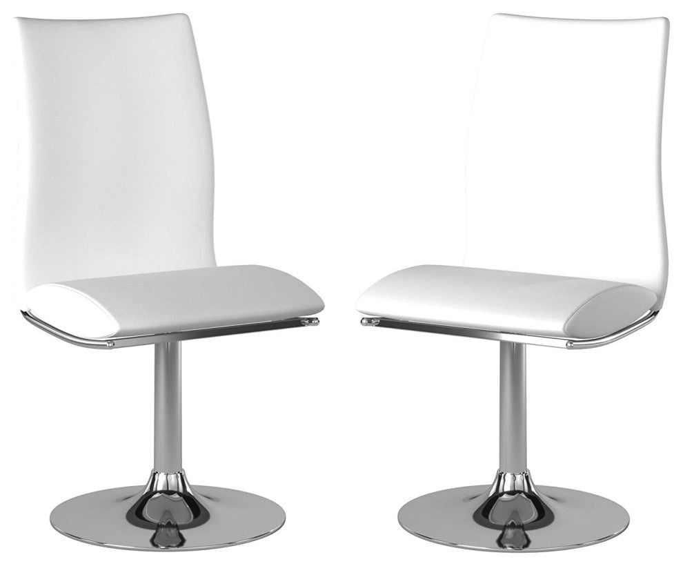 Swivel Dining Chair, Chrome Base, Set of 2, White