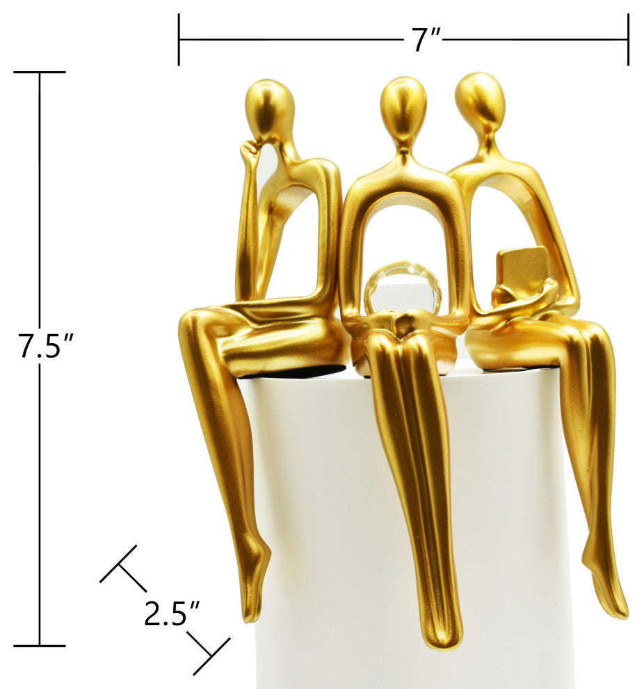 Adam & Friends Home Decor Shelf Sitters, Thinker, Fortune Teller, Reader, Gold