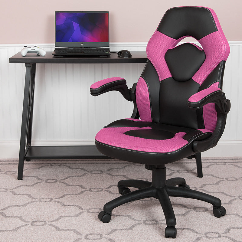 X10 Ergonomic Gaming-Office-Computer Adjustable Swivel Chair-Flip-up Arms, Pink