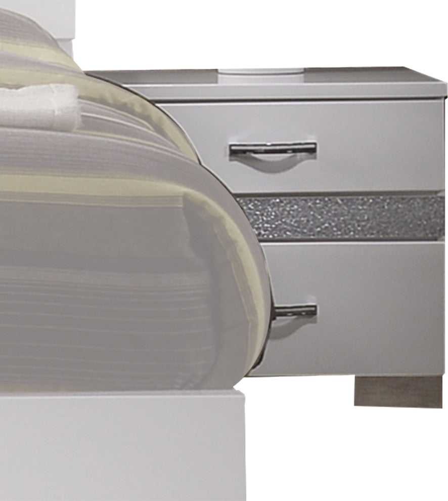 Acme Adair 2-Drawer Nightstand with Hidden Jewelry Drawer, White