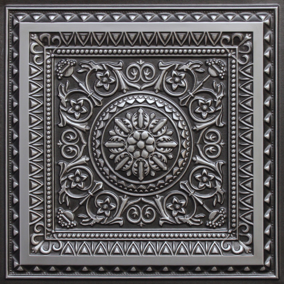 Antique Silver 3D Ceiling Panels, 2'x2', 40 Sq Ft, Pack of 10
