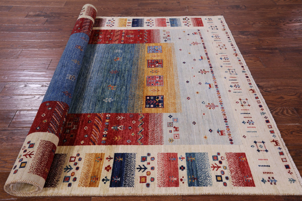 Persian Tribal Gabbeh Handmade Wool Rug 5' 6" X 7' 10" - Q12666