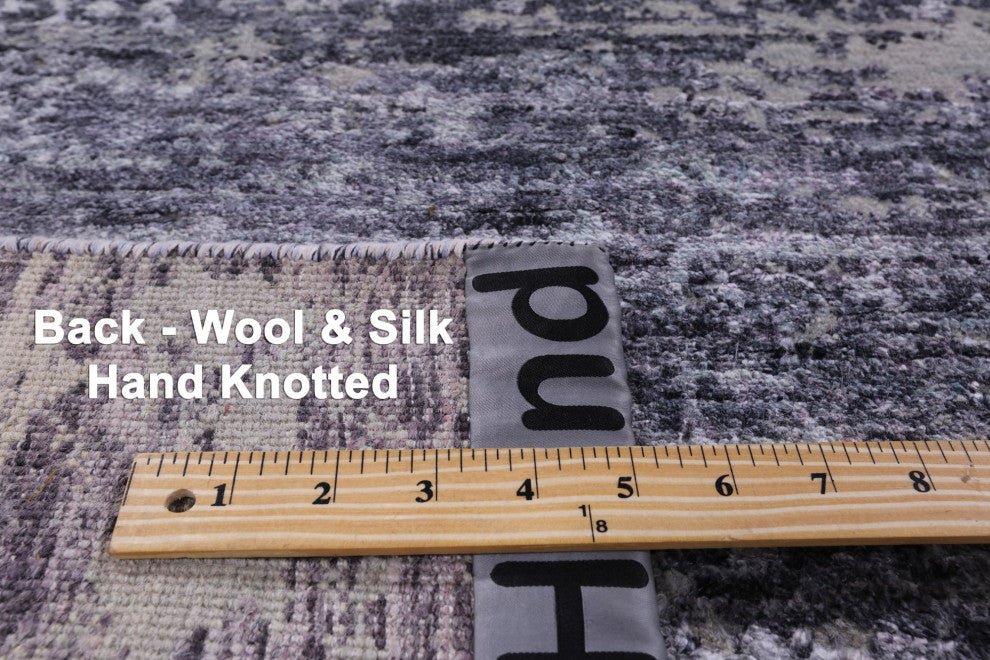 7' 10" X 10' 1" Modern Hand Knotted Wool and Silk Rug Q7216
