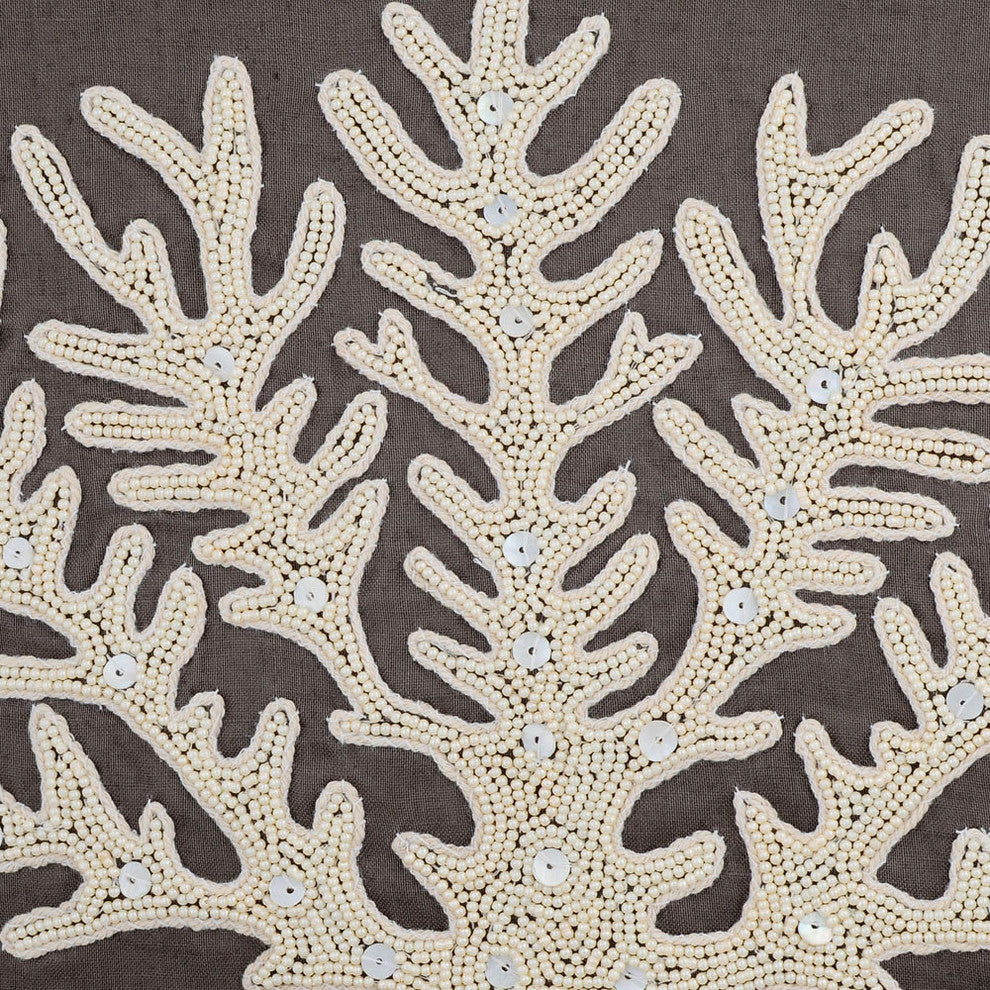 Luxury Throw Pillow Covers 24" x 24" Brown Cotton Sea Creatures - Coral Harvest