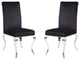 Set of 2 Upholstered Side Chair, Black/Chrome Finish