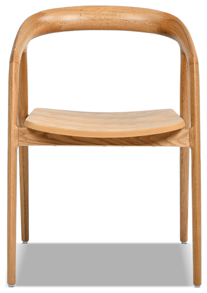 Simeon 21" Scandinavian Sculpted Oak Wood Dining Chair, Warm Natural Brown