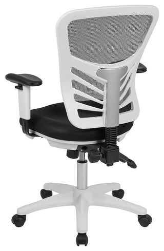 Mid-Back Mesh Swivel Task Chair with Triple Paddle Control, Black Mesh/White Fra