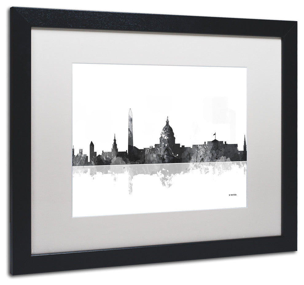 Watson 'Washington DC Skyline BG-1' Art, Black Frame, 16"x20", White Matte