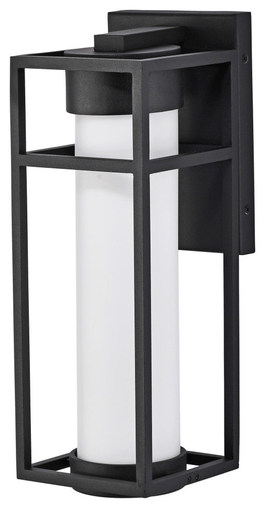 Ledges 6W LED Medium Wall Lantern, Matte Black/White Opal Glass