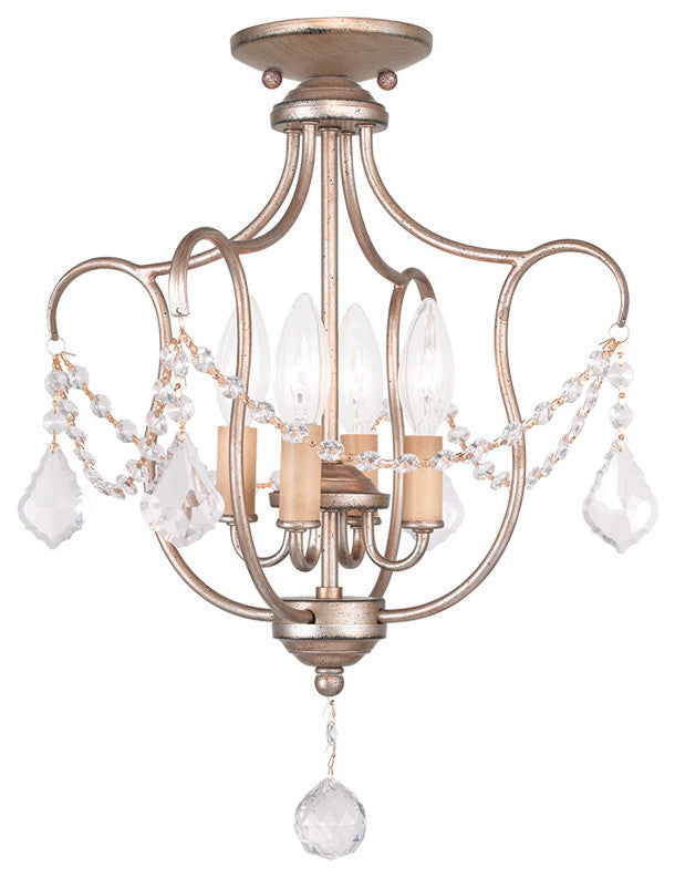 Chesterfield Convertible Chain-Hang and Ceiling Mount, Antique Silver Leaf
