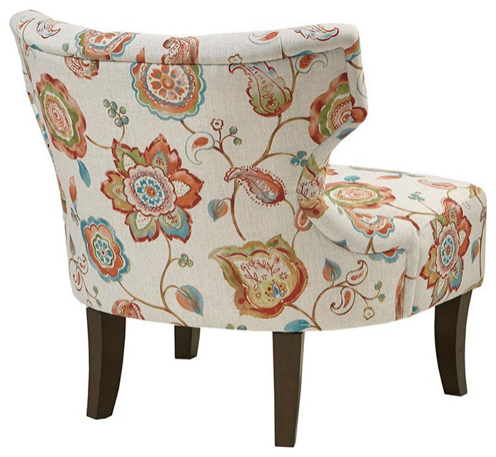 Madison Park Erika Hourglass Tufted Armless Chair, Multi, Floral