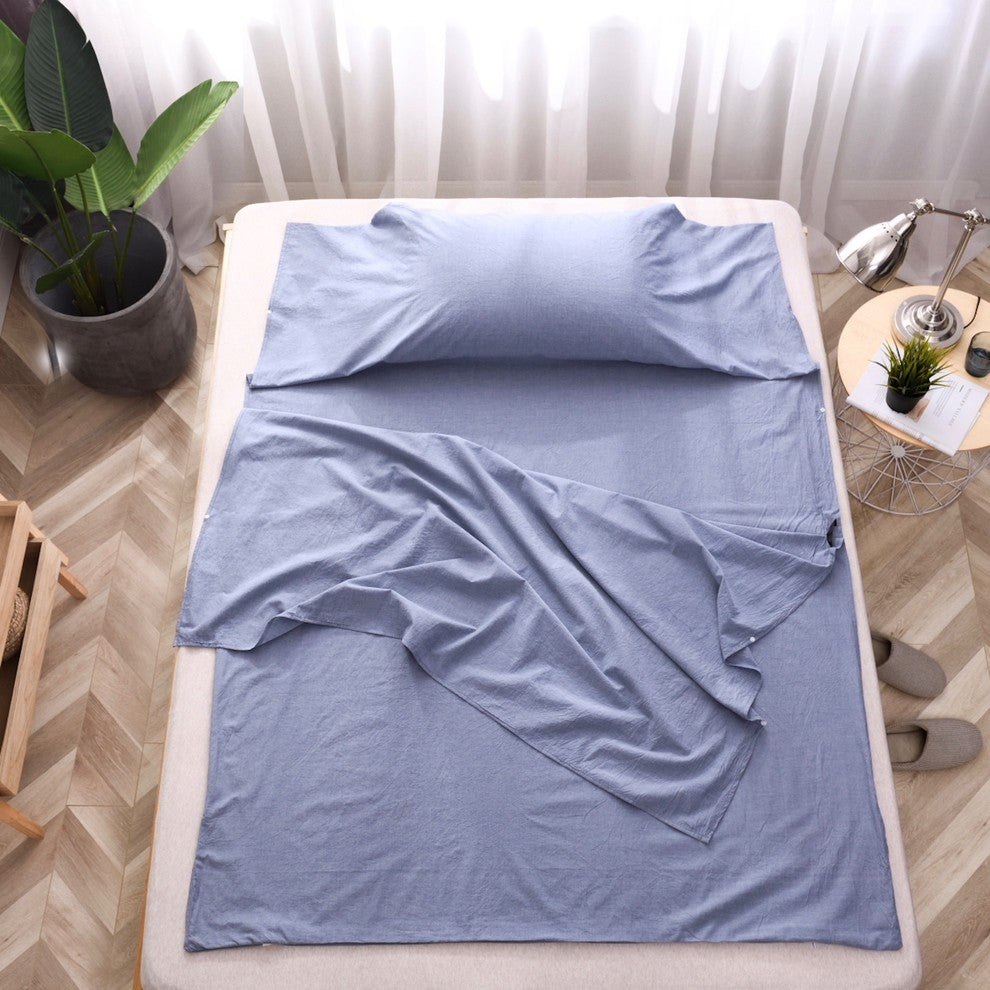 Travelux Hotel Camping Airbed Travel Sheet Set, Carrying Bag, Blue, Twin