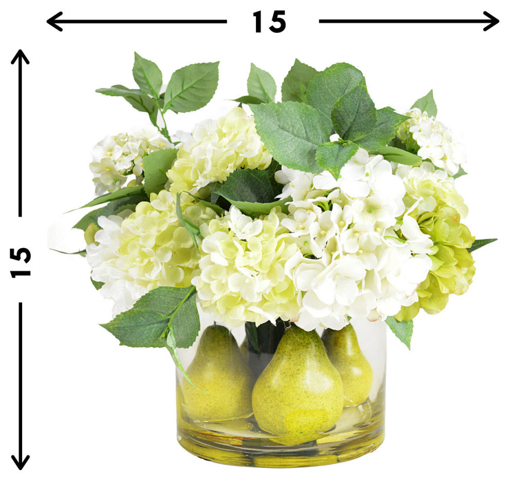 Pear and Hydrangea Centerpiece Arrangement