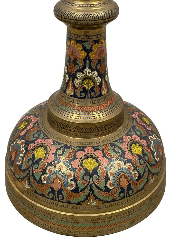 Consigned Early 20th Century Asian Bronze Polychrome Enameled Floor Vase