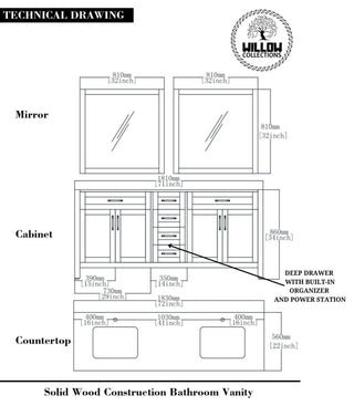 Cambridge 72 Double Sink Bath Vanity in White 1.5" Empira Quartz