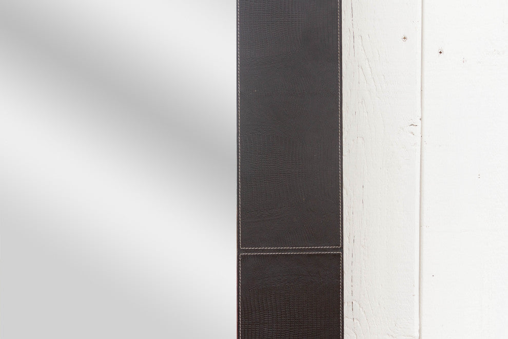 Tall Thai Embossed Leather Mirror