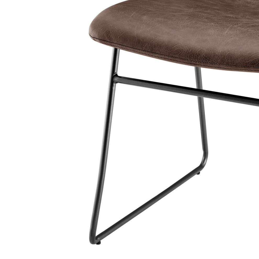 Bruce PU Dining Side Chair,, Set of 2, Toasted Dark Brown