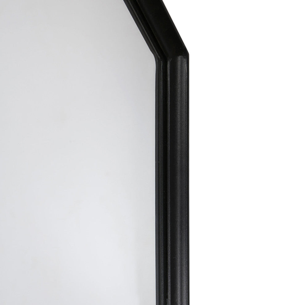 Stretched Octagon Mirror Black Metal Framed Wall Mirror 24"H35"W