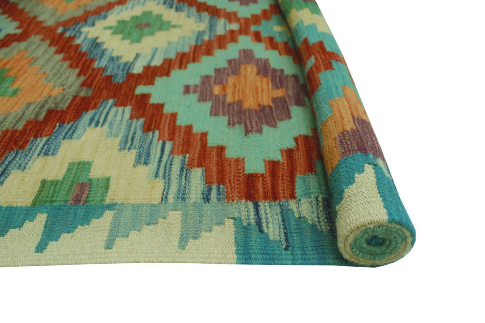Sangat Kilim Hestia Blue/Orange Rug, 3'10x6'1