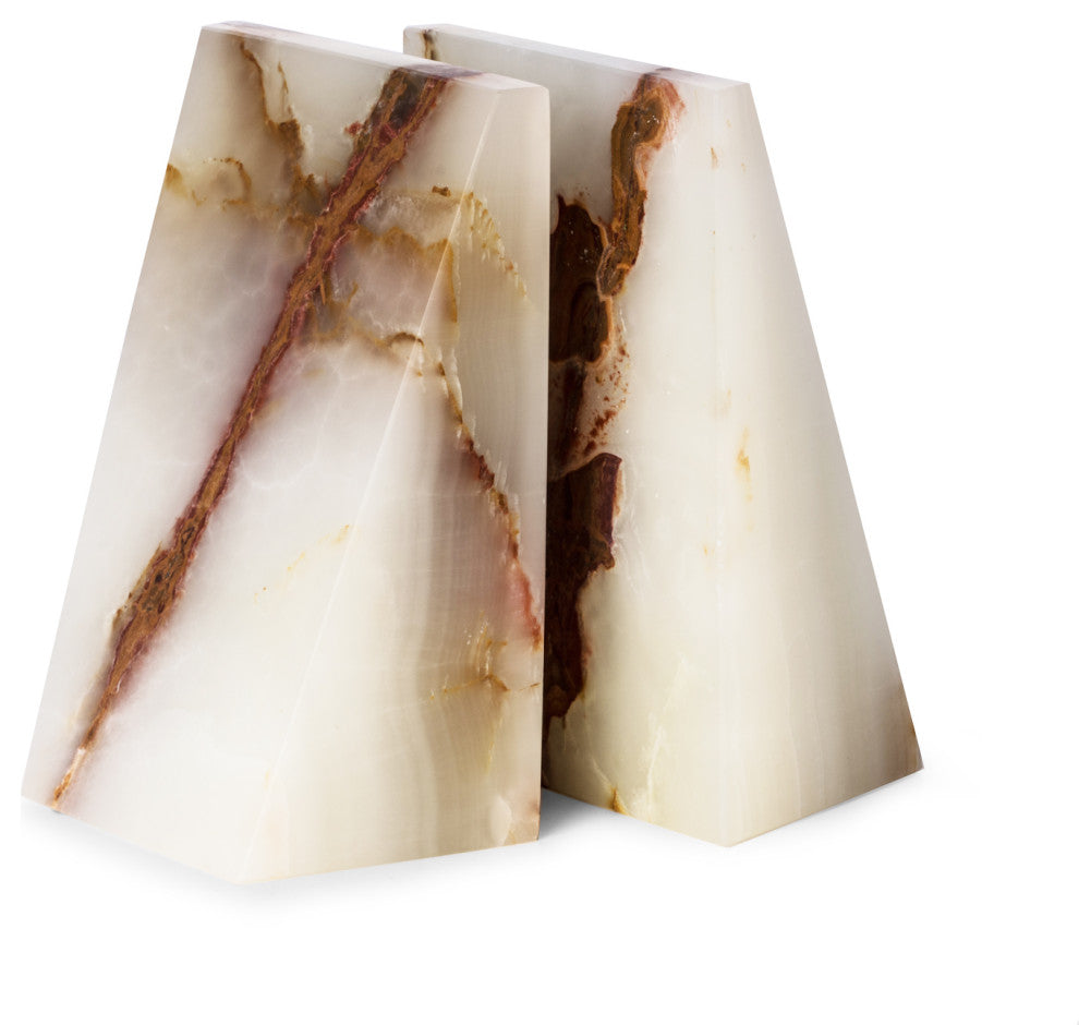 Onyx Solid Marble Wedge Bookends