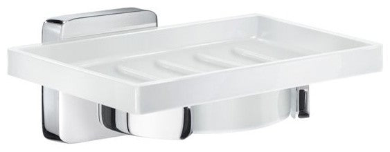 Ice Holder WithPorcelain Soap Dish, Polished Chrome