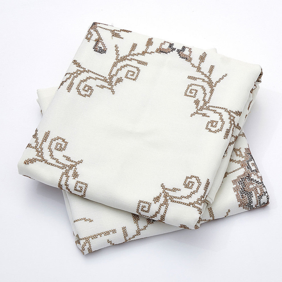Rose Embroidery 2 Piece Pillow Cover Set, 14" X 26", Taupe