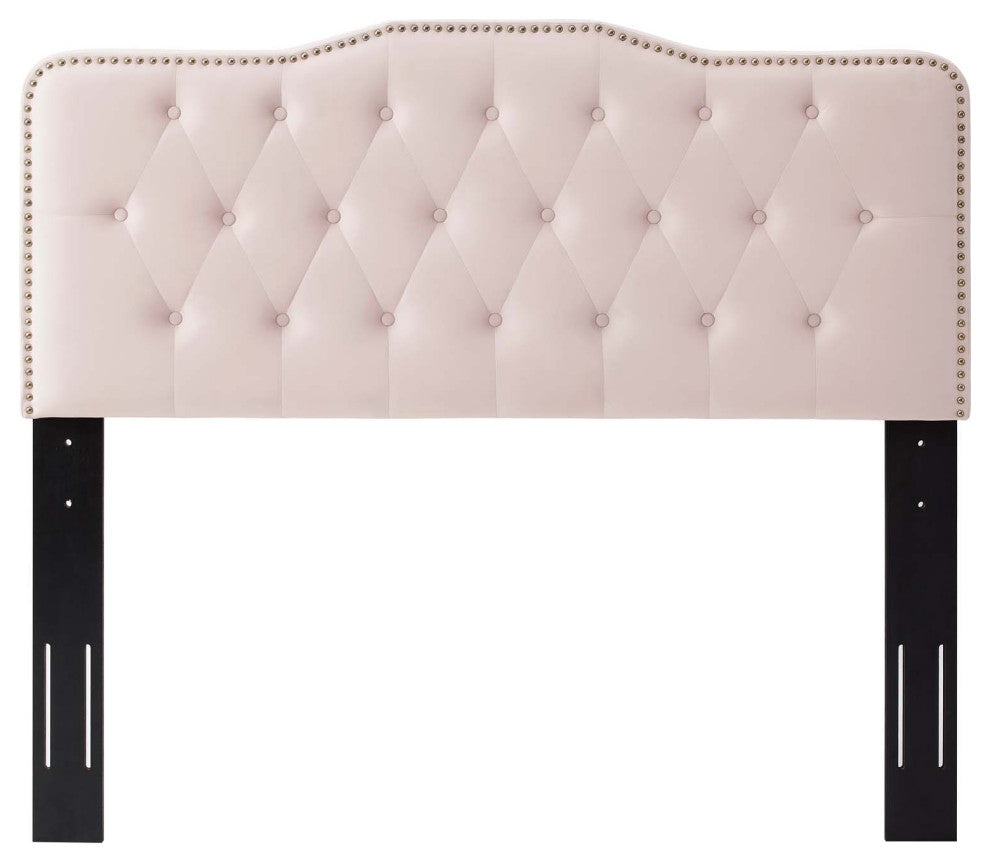 Tufted Headboard, King Size, Velvet, Pink, Modern Contemporary, Bedroom Master