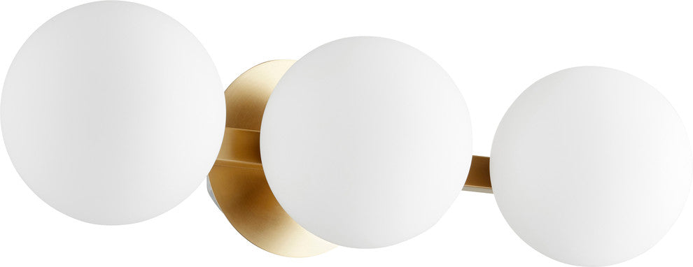 3-Light Globe Vanity Fixture, Aged Brass